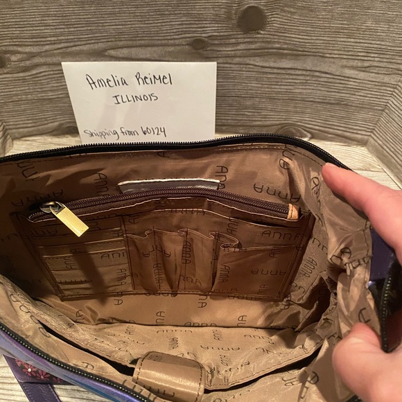 Used in good condition Anna by Anuschka Dreamy Peacock Crossbody Hobo - Picture 8 of 13